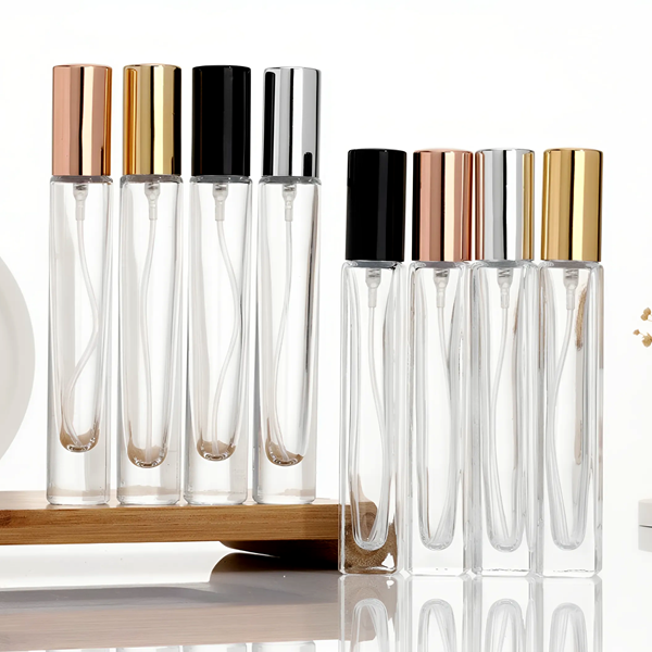 Slim portable 10ml sample perfume glass bottle with sprayer