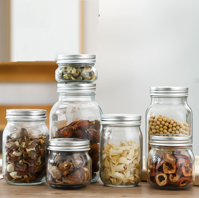 Round glass Pickled vegetables bottle Mason can food storage jar fruit jar honey glass bottle