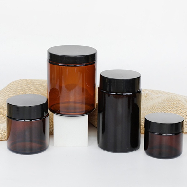 Amber color candle jar cream jar cosmetic glass jar with golden lids